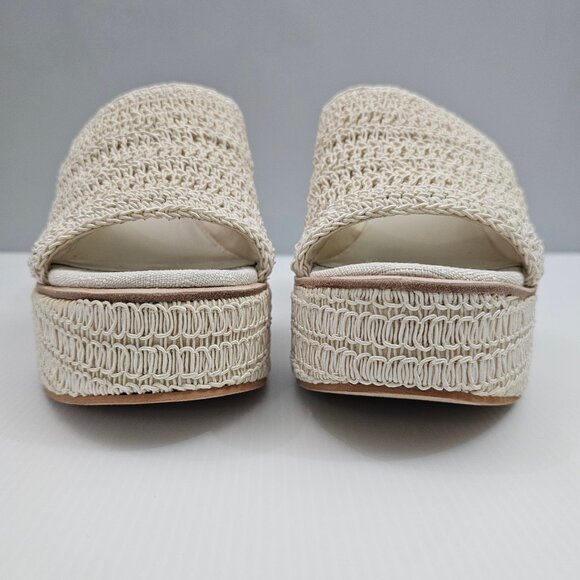 NEW Dolce Vita Ladin Wedge Womens 10 Ivory Cream Woven Platform Sandal Heels - Picture 6 of 12